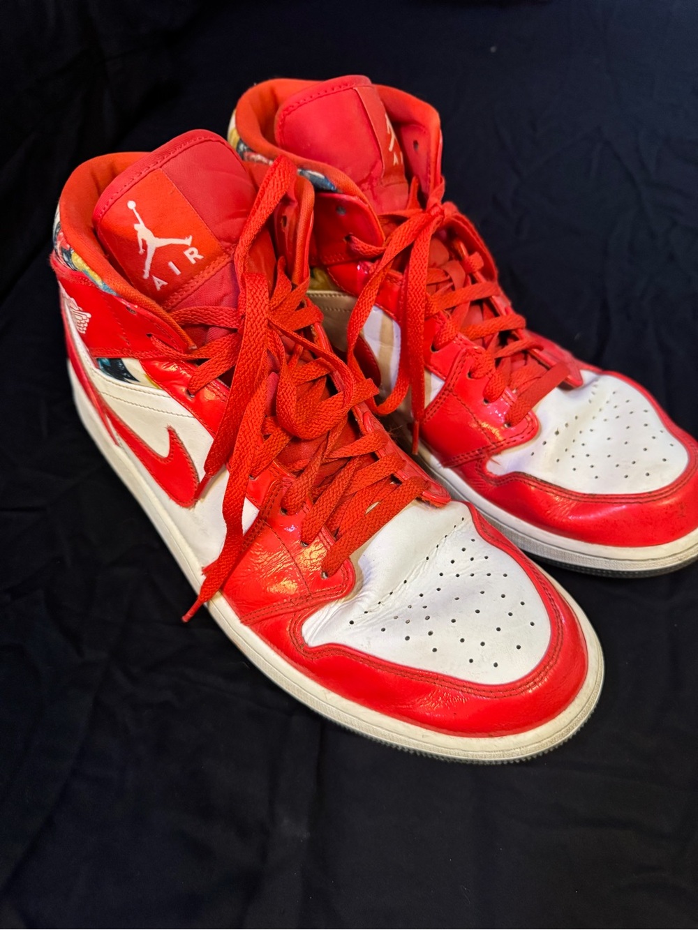 Jordan High-Top Sneakers in Red and White